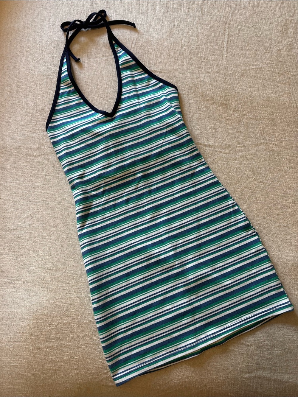 wild fable Striped Halter Mini Dress in Green & Blue
